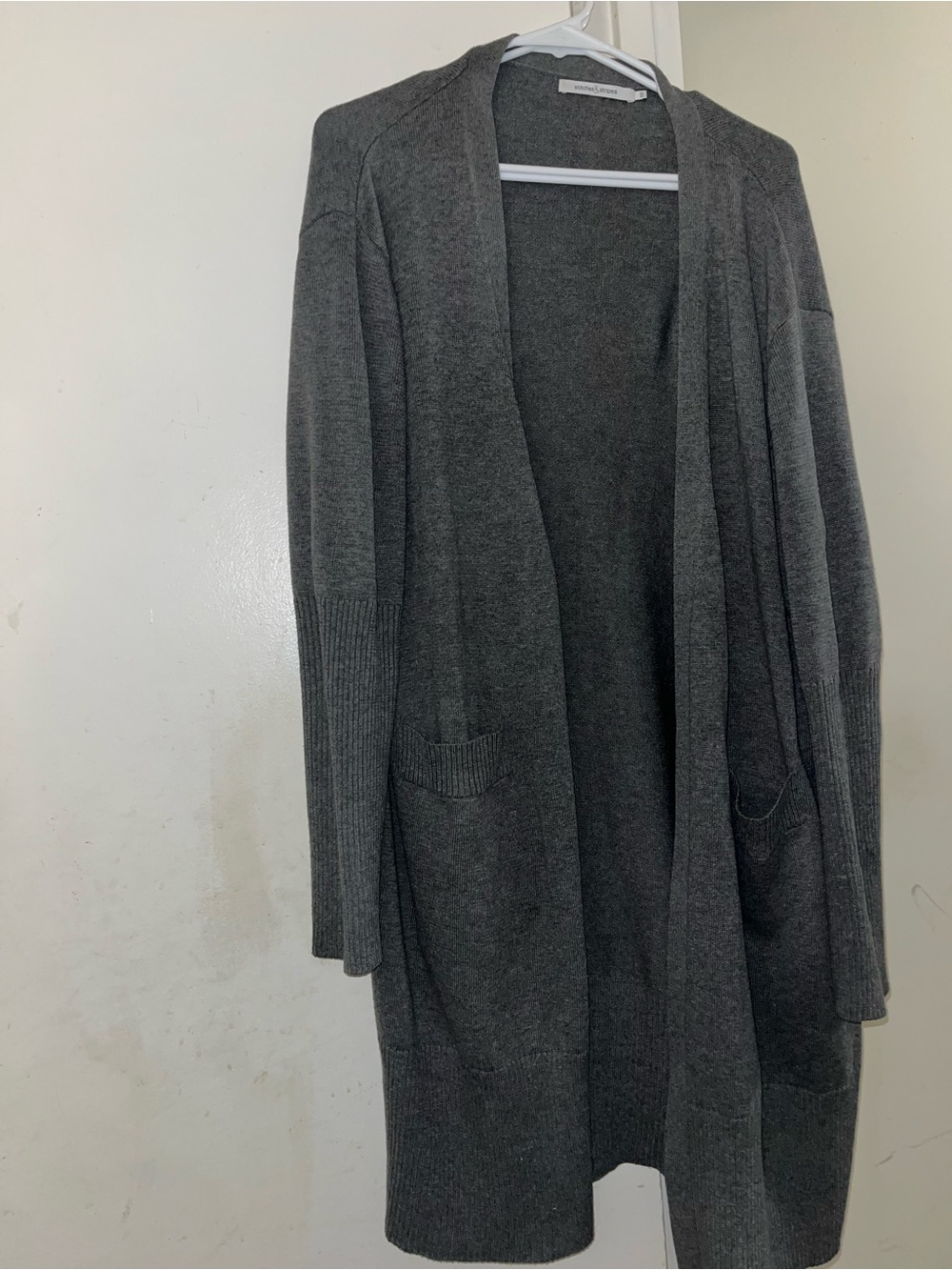 Cozy Gray Open-Front Long Cardigan